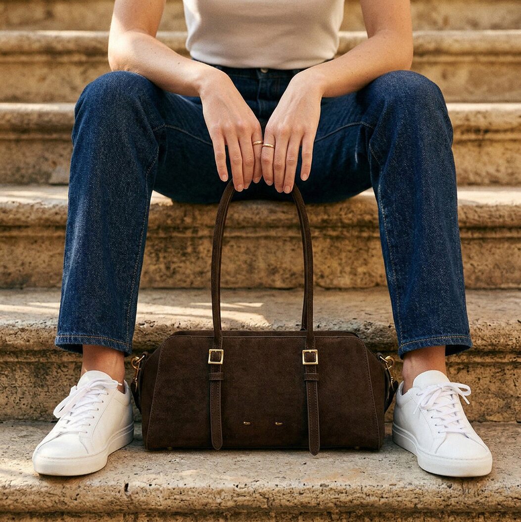 Rosette Suede Boston Bag