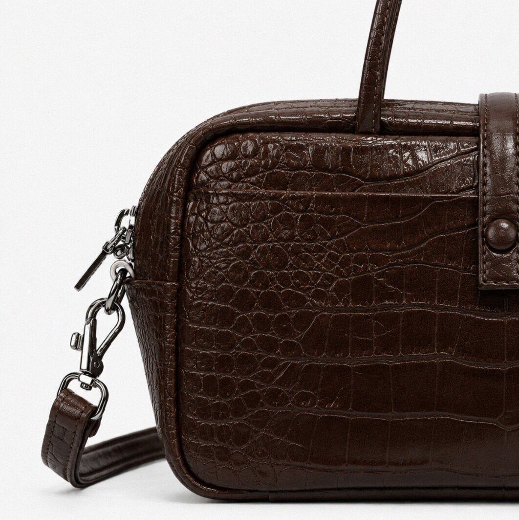 Valentina Croc Boston Bag