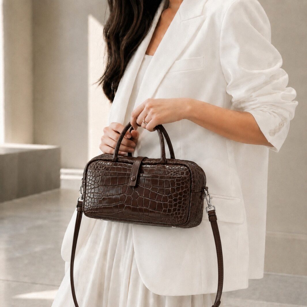 Valentina Croc Boston Bag